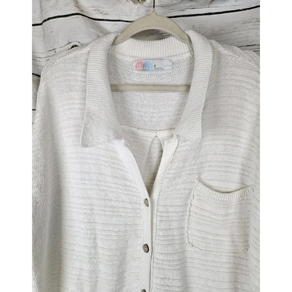 FP Beach Free People Day Dreaming Button Up Sweater Cardigan XL White Cream
